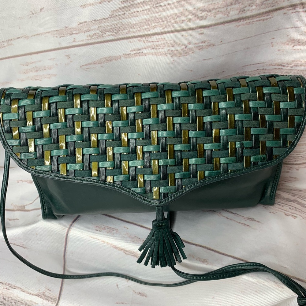 VINTAGE DOMINA WEAVED ITALIAN LEATHER HANDBAG